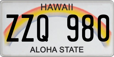 HI license plate ZZQ980