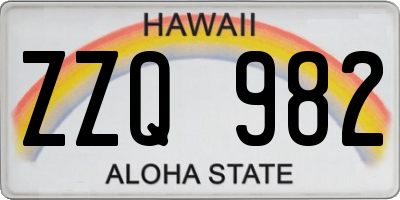 HI license plate ZZQ982