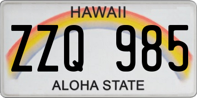 HI license plate ZZQ985