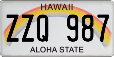 HI license plate ZZQ987