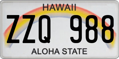 HI license plate ZZQ988