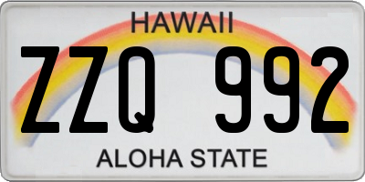 HI license plate ZZQ992