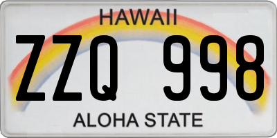 HI license plate ZZQ998