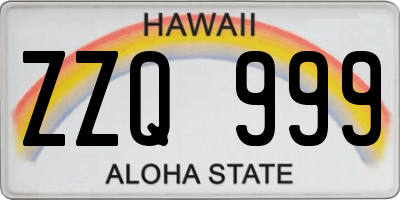 HI license plate ZZQ999