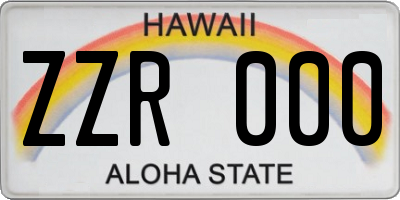 HI license plate ZZR000