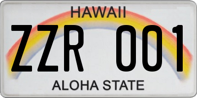 HI license plate ZZR001