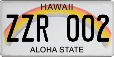 HI license plate ZZR002