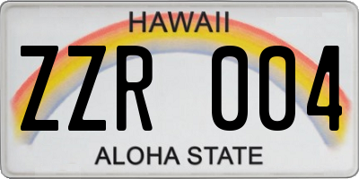 HI license plate ZZR004