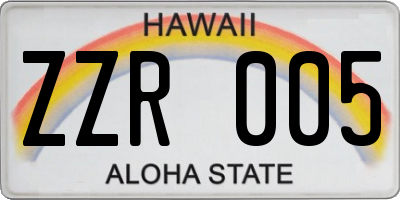 HI license plate ZZR005