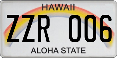 HI license plate ZZR006