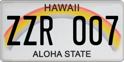 HI license plate ZZR007