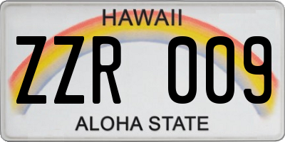 HI license plate ZZR009