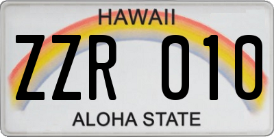 HI license plate ZZR010