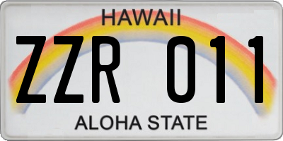 HI license plate ZZR011