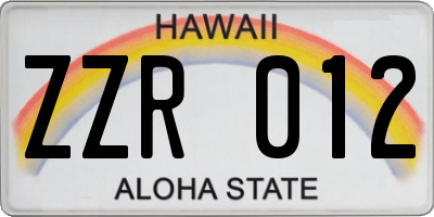 HI license plate ZZR012