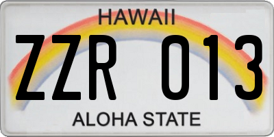 HI license plate ZZR013