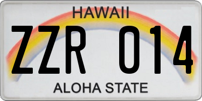 HI license plate ZZR014