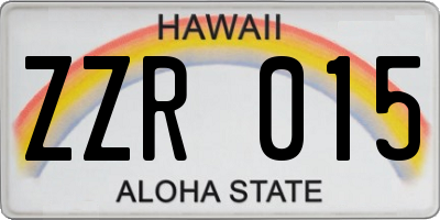 HI license plate ZZR015