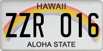 HI license plate ZZR016