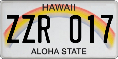 HI license plate ZZR017