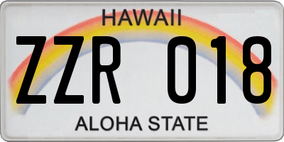 HI license plate ZZR018