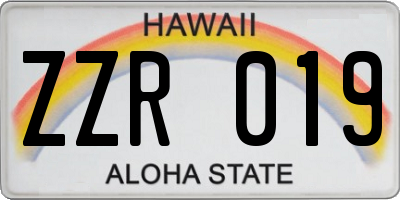 HI license plate ZZR019