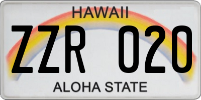 HI license plate ZZR020