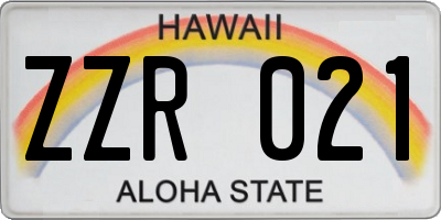 HI license plate ZZR021