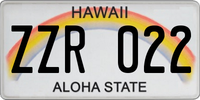 HI license plate ZZR022