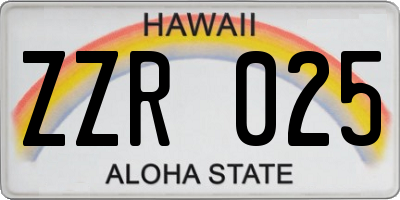 HI license plate ZZR025