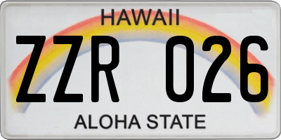 HI license plate ZZR026