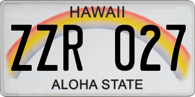 HI license plate ZZR027