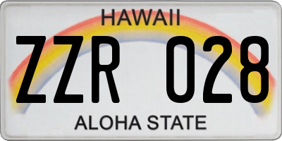 HI license plate ZZR028