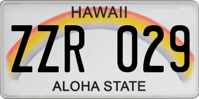 HI license plate ZZR029