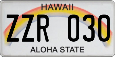 HI license plate ZZR030