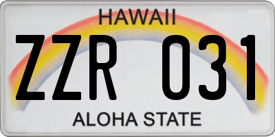 HI license plate ZZR031