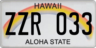 HI license plate ZZR033