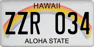 HI license plate ZZR034