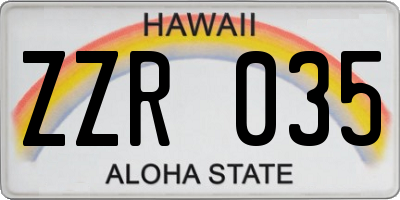 HI license plate ZZR035