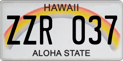 HI license plate ZZR037