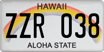 HI license plate ZZR038