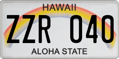 HI license plate ZZR040