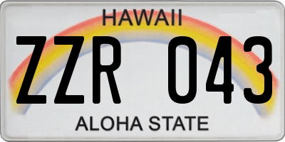 HI license plate ZZR043