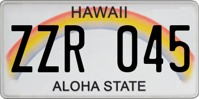 HI license plate ZZR045