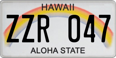 HI license plate ZZR047