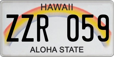 HI license plate ZZR059