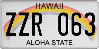 HI license plate ZZR063