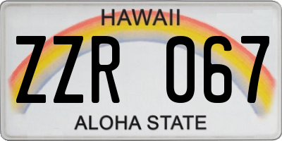 HI license plate ZZR067