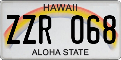 HI license plate ZZR068