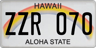 HI license plate ZZR070